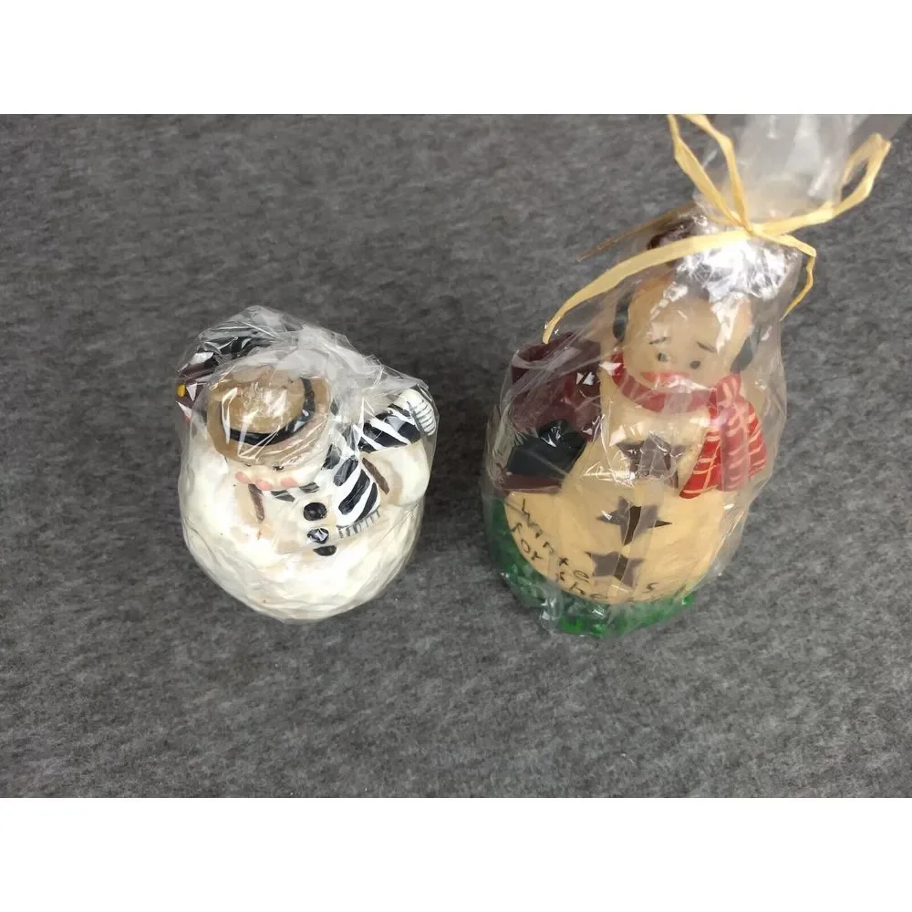 Snowman Christmas‎ Holiday Candles Handmade Lot of 2 Salem Collection NEW SEALED